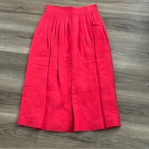 ILYA Red Vintage Linen Blend Midi Skirt Women Size 10 NWT